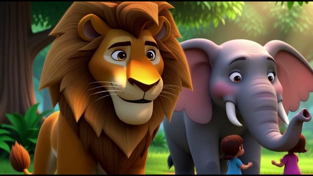 Elephant Ellie and Lion King Leo Jangle  #poem #englishpoem #kidsvideo #viralvideo