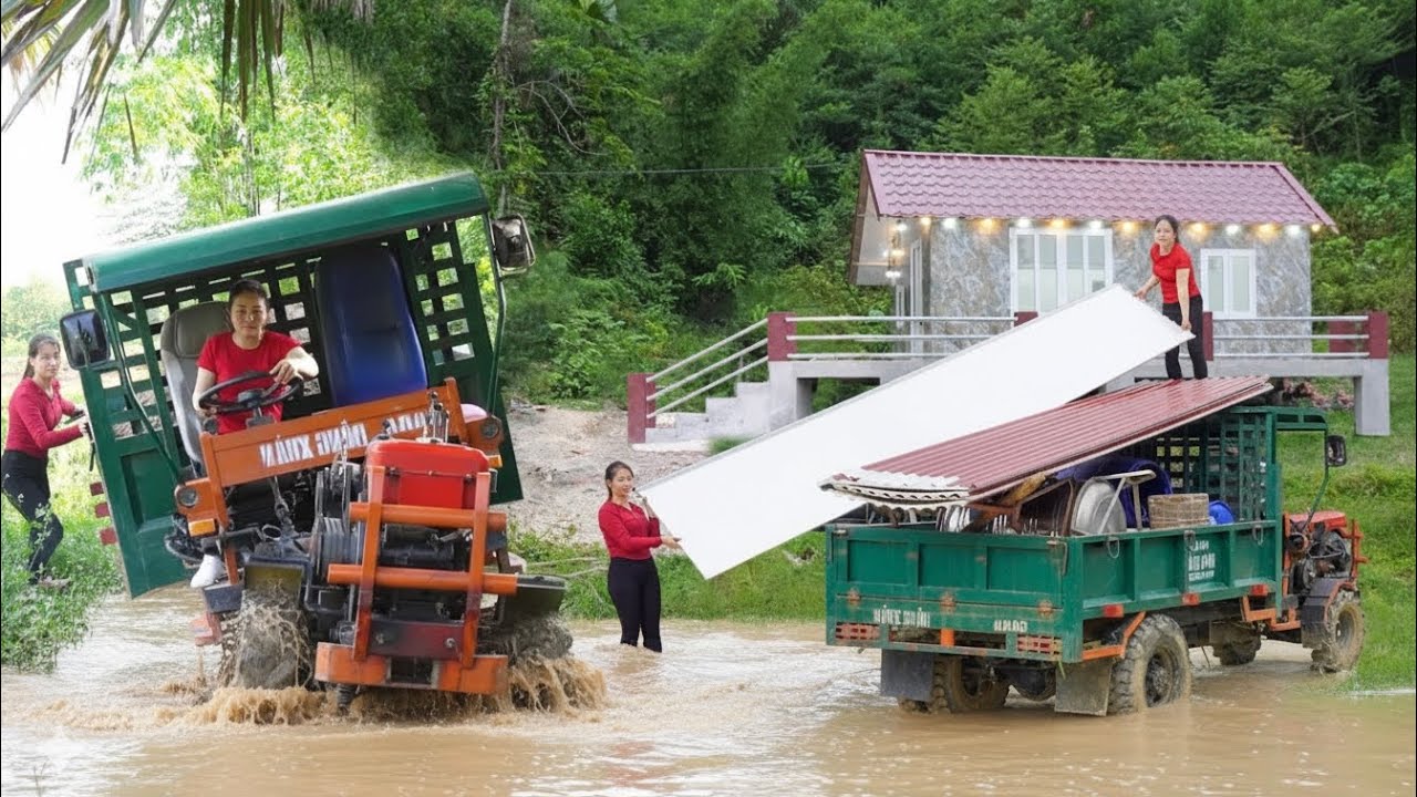 Rescuing a Truck Stuck in Mud - Transporting Materials to the Construction Site