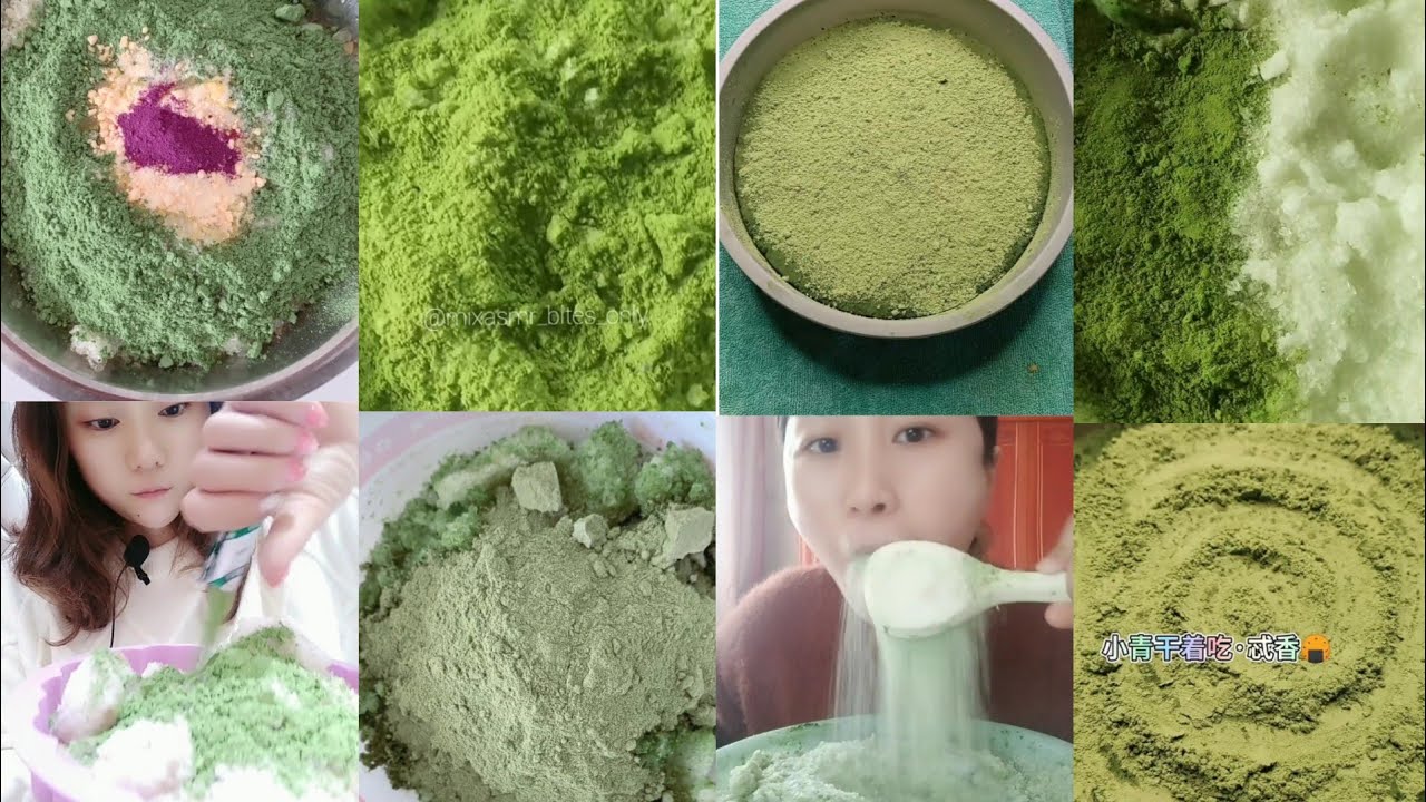 [BitesOnly] || Matcha & Squeaky Powdery Green Ice Bites || Ice Eating asmr || part 4 ||