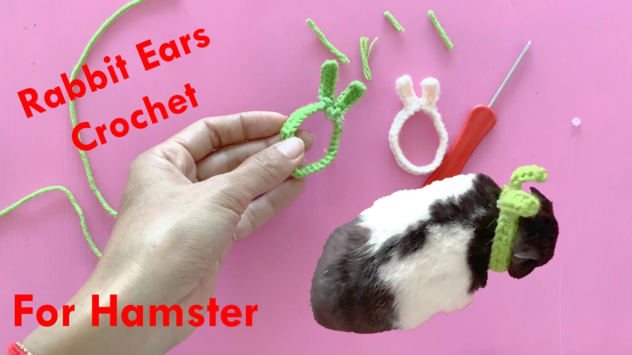How To Crochet Rabbit Ears Hair Tie For Little Cute Hamster [DIY Rabbit Ears For Hamster]