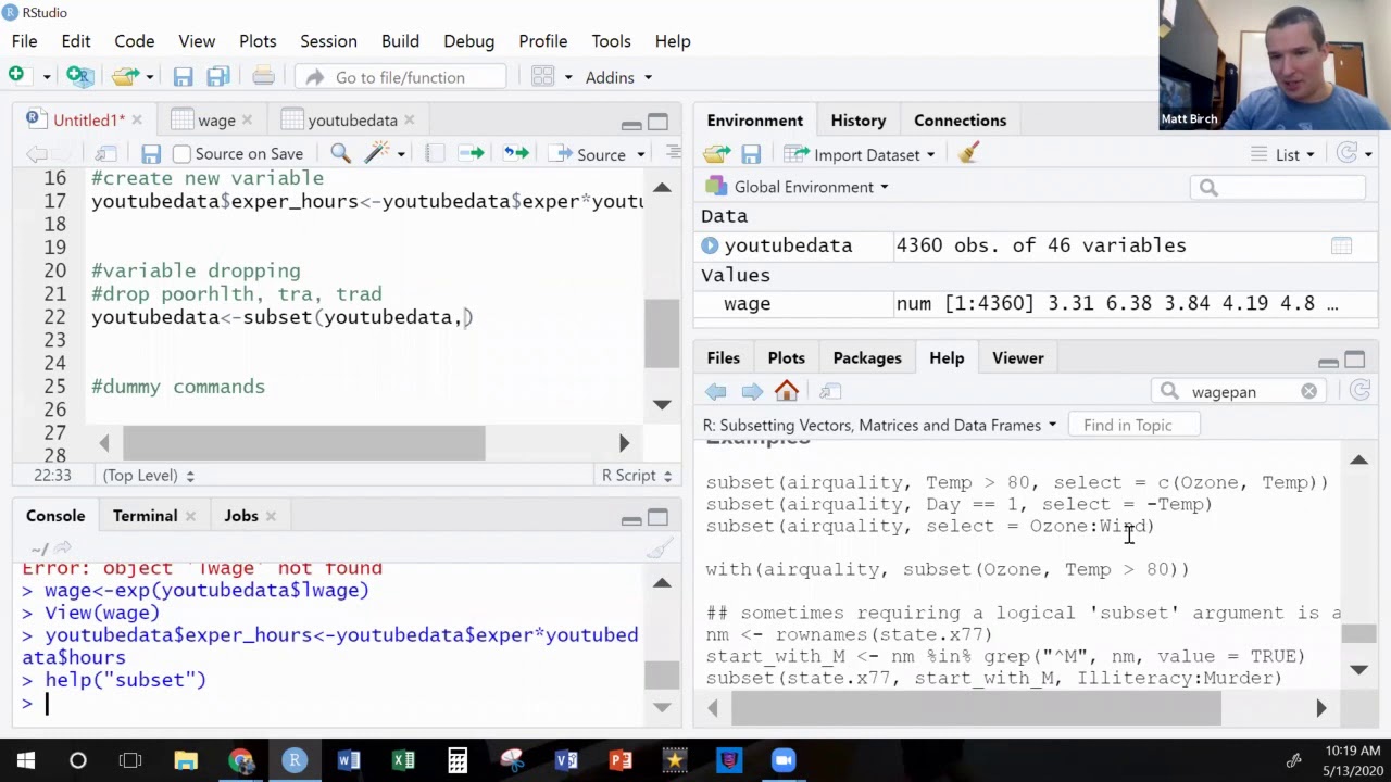 R Coding for Econometrics, Part 4: Variable Transformation and Creation