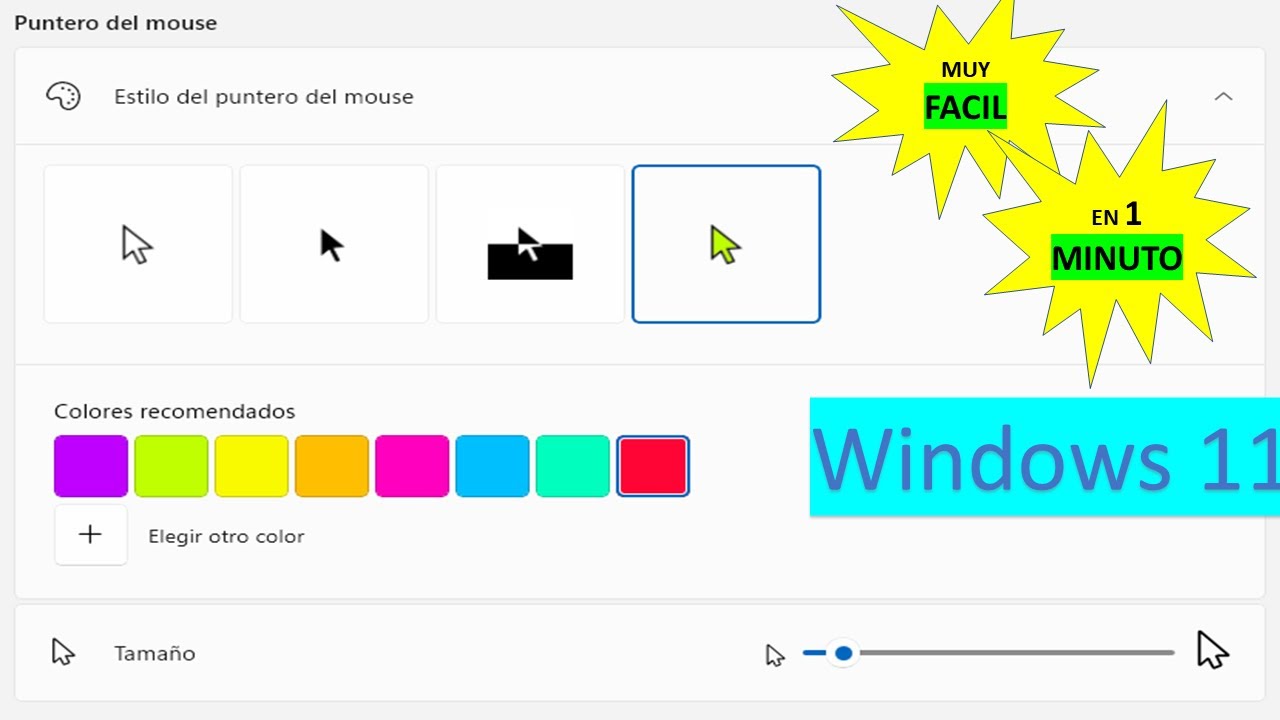 Cambiar el color del puntero del mouse en Windows 11