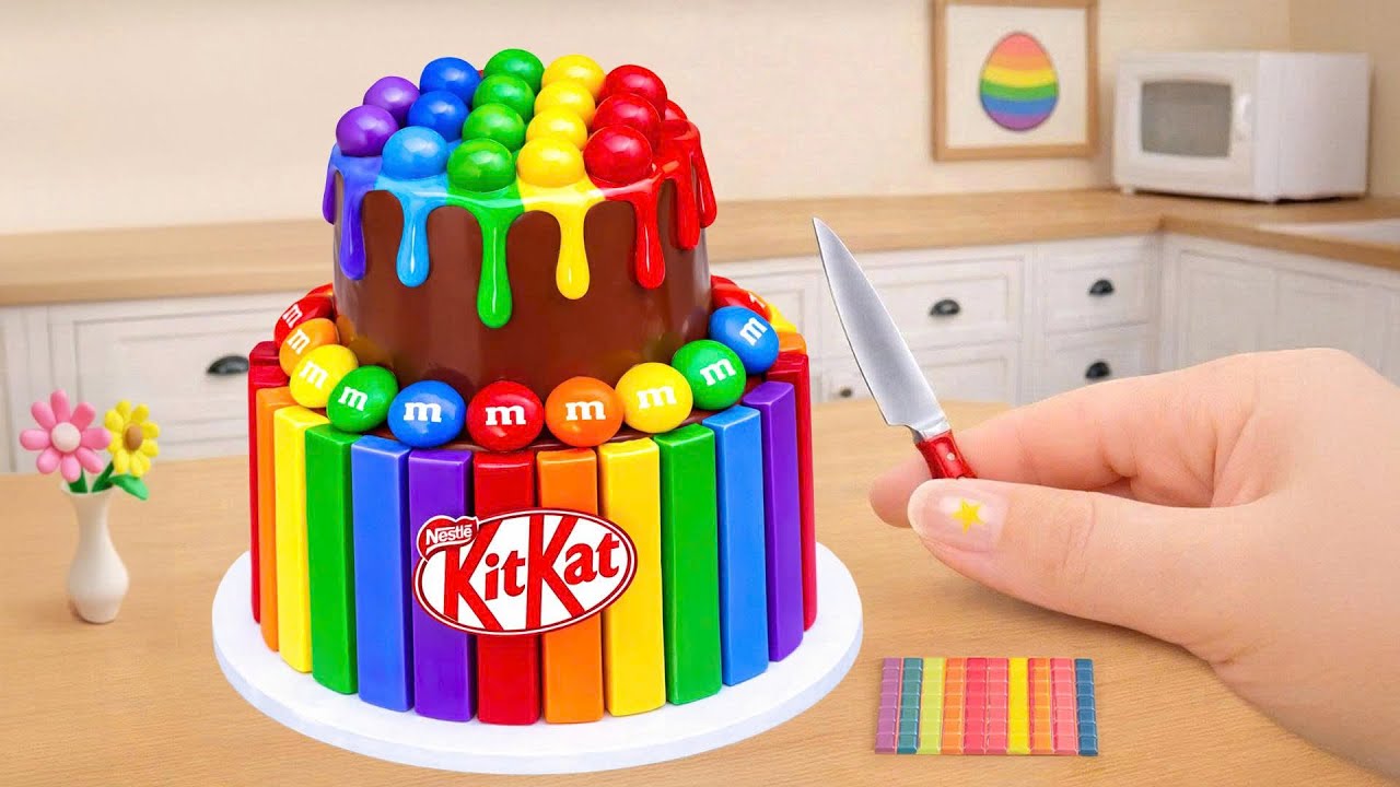 Rainbow Cake Recipe With KITKAT Chocolate [4K] 🌈 How to Make Mini Rainbow Cake Decorating Ideas