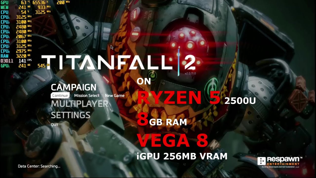 TITANFALL 2 How many FPS can we get on Ryzen 5 2500U Vega 8 Graphics with 256MB VRAM?