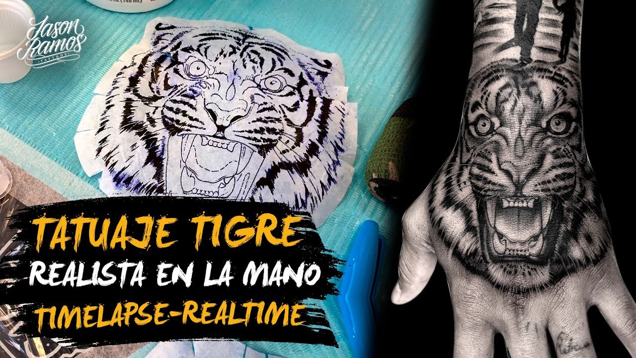 🐯TATUAJE TIGRE Realista en la Mano//Aguja de Línea 3RL/Realistic TIGER PORTRAIT TATTOO/Black&Grey