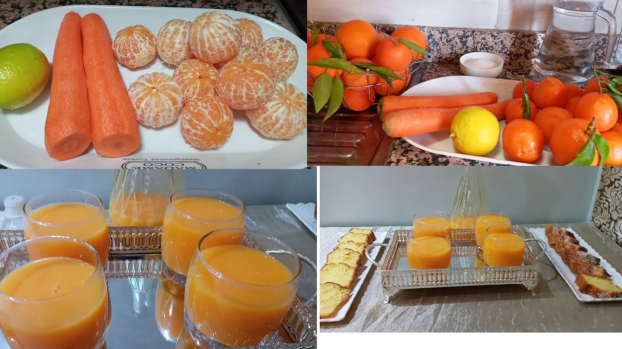 عصير المندرين  و الجزرمذاق رائع بمكونات  بسيطة وإقتصادية  /jus vitaminé mandarine et carrote