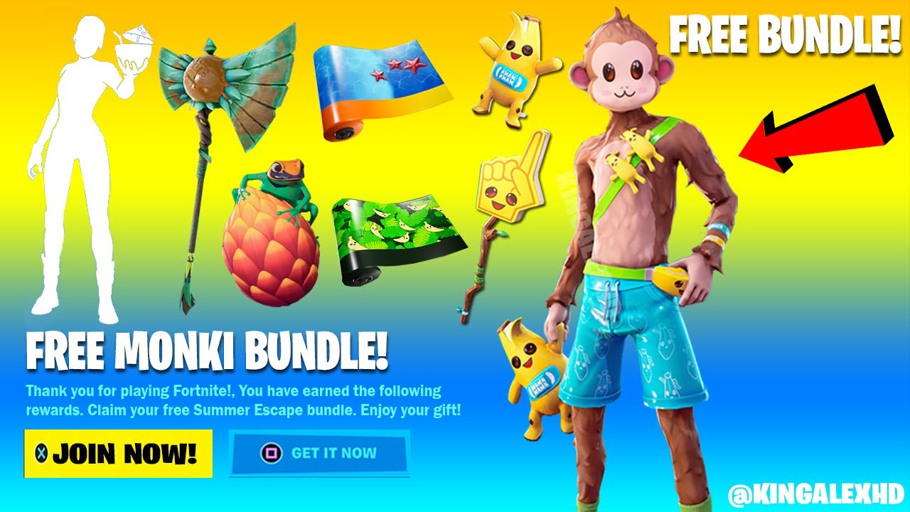 How To Get Monki Skin in Fortnite (Unlocked Monki Pickaxe) Free Nanner Buddy Back Bling!