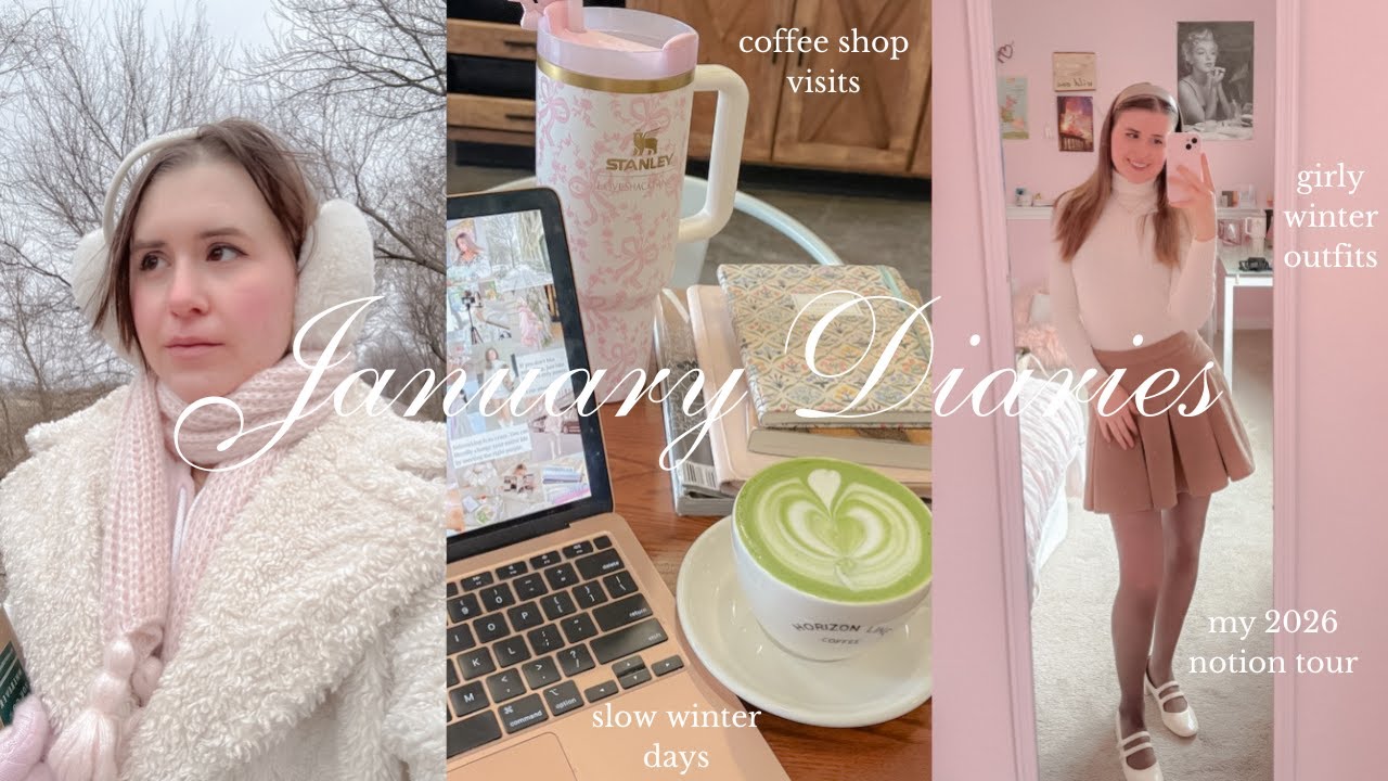 cozy winter days in my life | girly outfits, coffee shops, journaling, healthy meals, & vision board