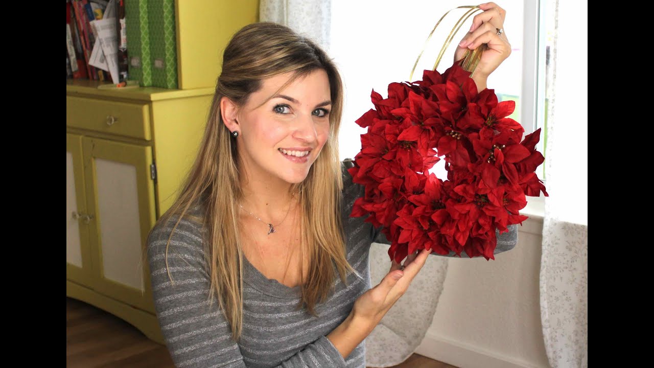 DIY Christmas Poinsettia Wreath