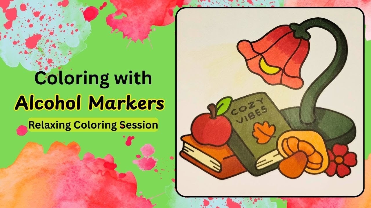 Cozy & Cute Coloring Book by Coco Wyo 🍎🍄 Alcohol Markers | No Talking | Relaxing music