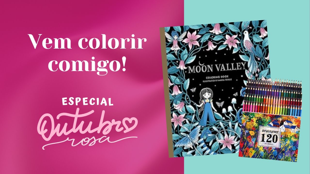 COLORINDO NO LIVRO MOON VALLEY MARIA TROLLE COM OS LÁPIS BRUTFUNER #outubrorosa #mariatrolle