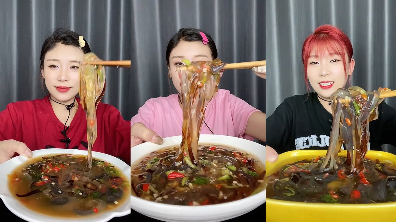 【Mukbang】Spicy and Sour Jellyfish Strips🧄🍋🌶#Seafood#asmr#yummy