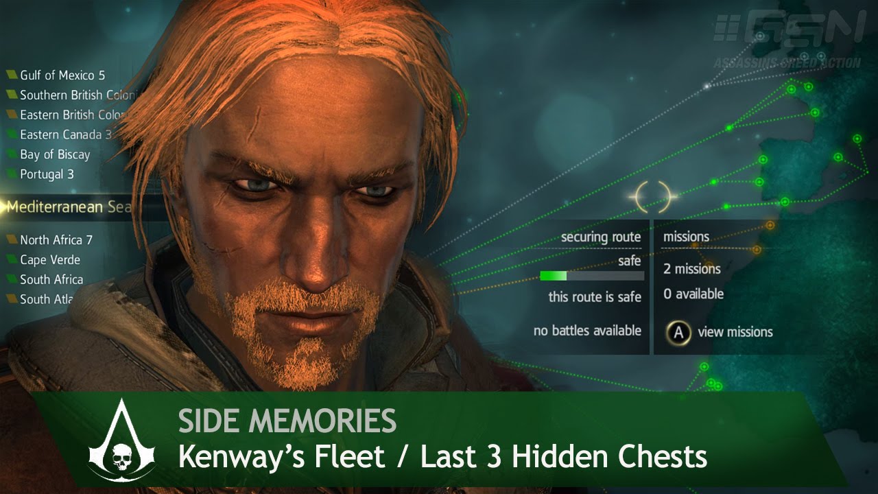 Assassin's Creed 4: Black Flag - Side Memories - Kenway's Fleet & Last 3 Hidden chests