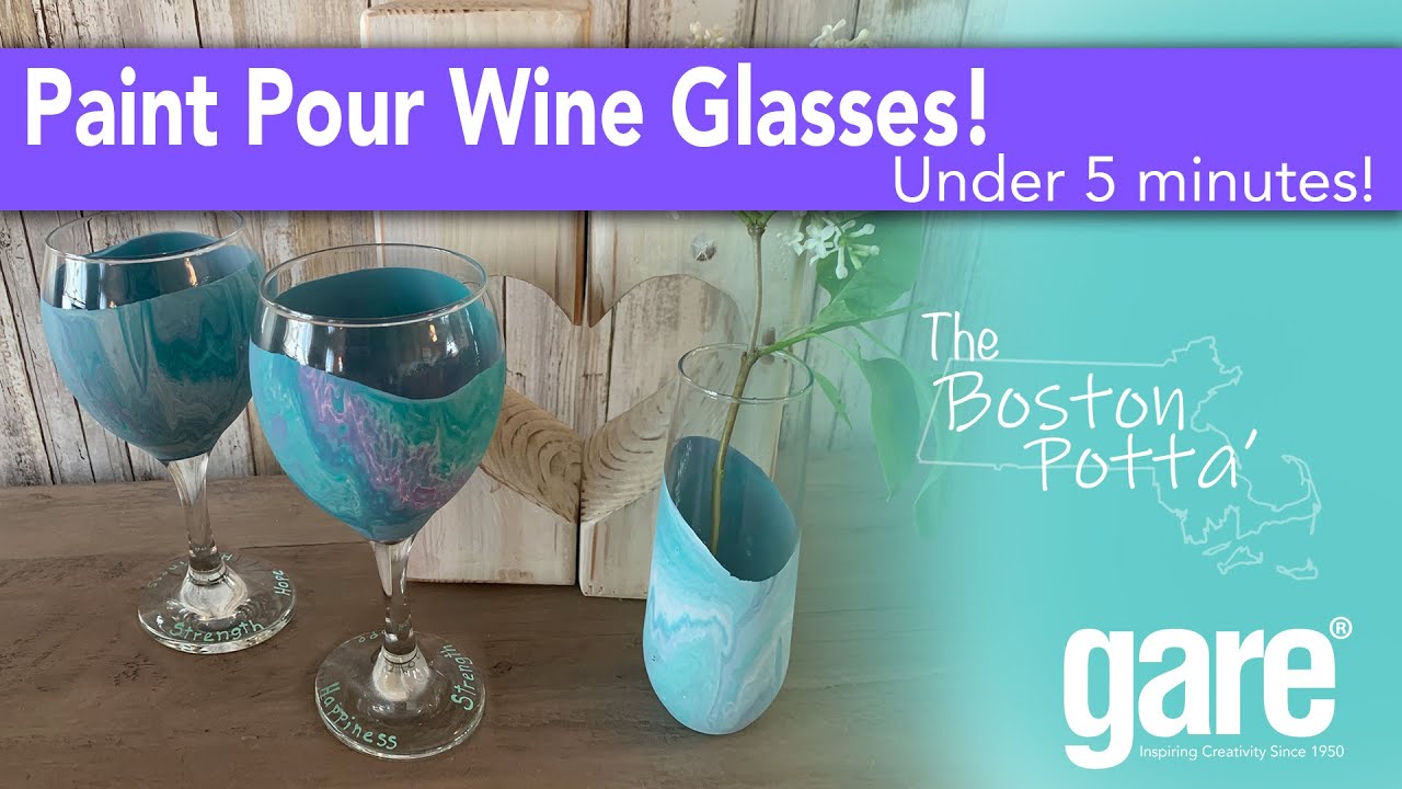 Paint Pour Wine Glasses - Using Gare's Acrylic Party Paints!