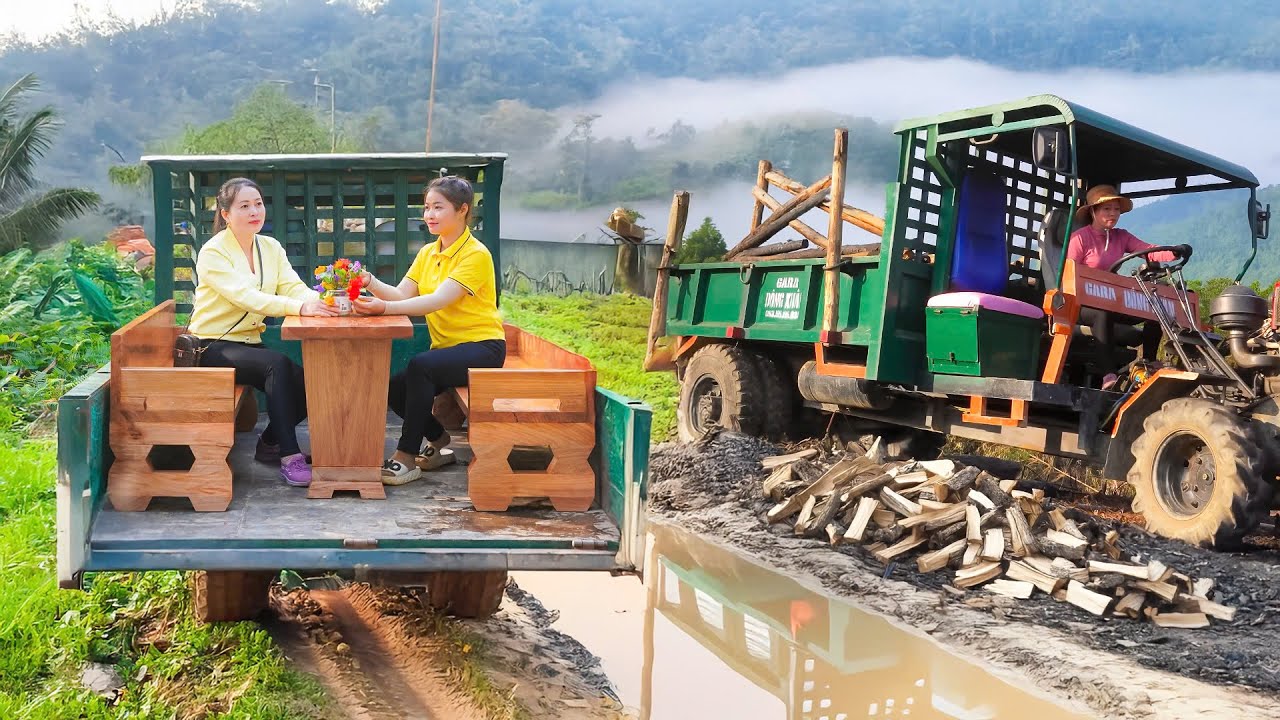 Use a truck to transport tables and firewood to help people - Farm Life - New Life | Đào Daily Farm