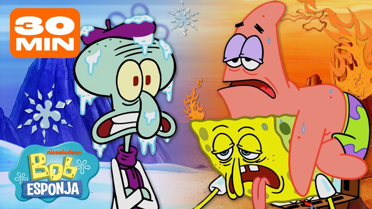 Bob Esponja | As Temperaturas Mais EXTREMAS da Fenda do Biquíni | Bob Esponja em Português