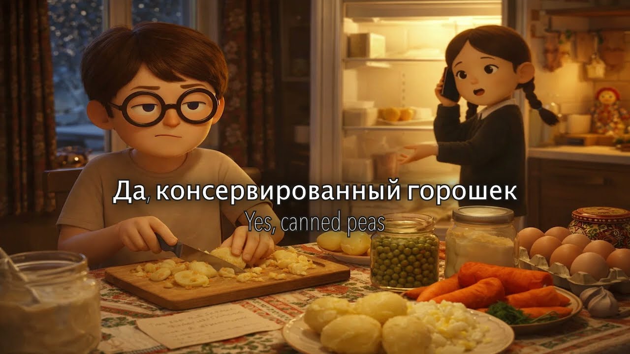 🇷🇺 Настоящий русский разговор: Семейный ужин и кризис с салатом «Оливье»