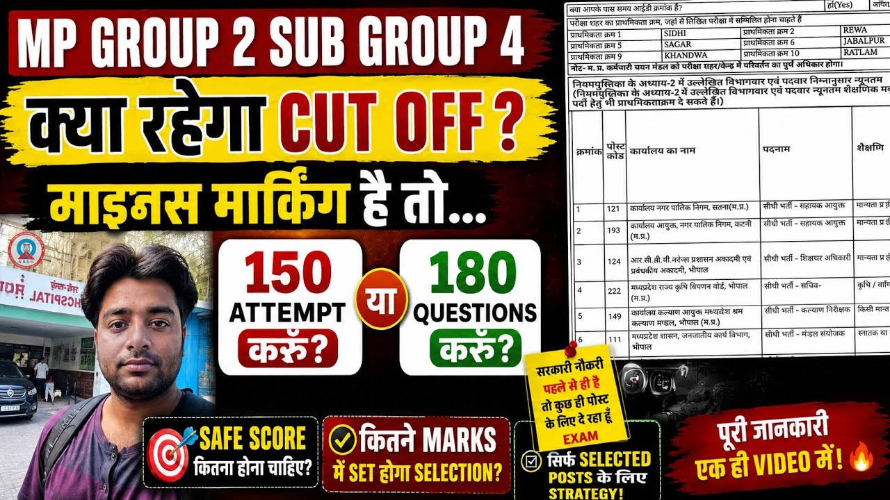 MP Group 2 Sub Group 4 2026 में कितने Marks पर होगा Selection? 🔥 Cut Off + Safe Score Strategy