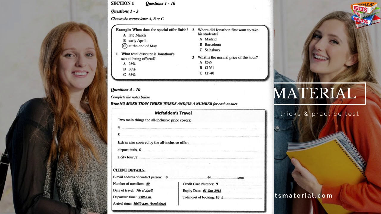 IELTS Listening Practice Test 45 with Answers | MCFADDEN TRAVEL Listening Test 7