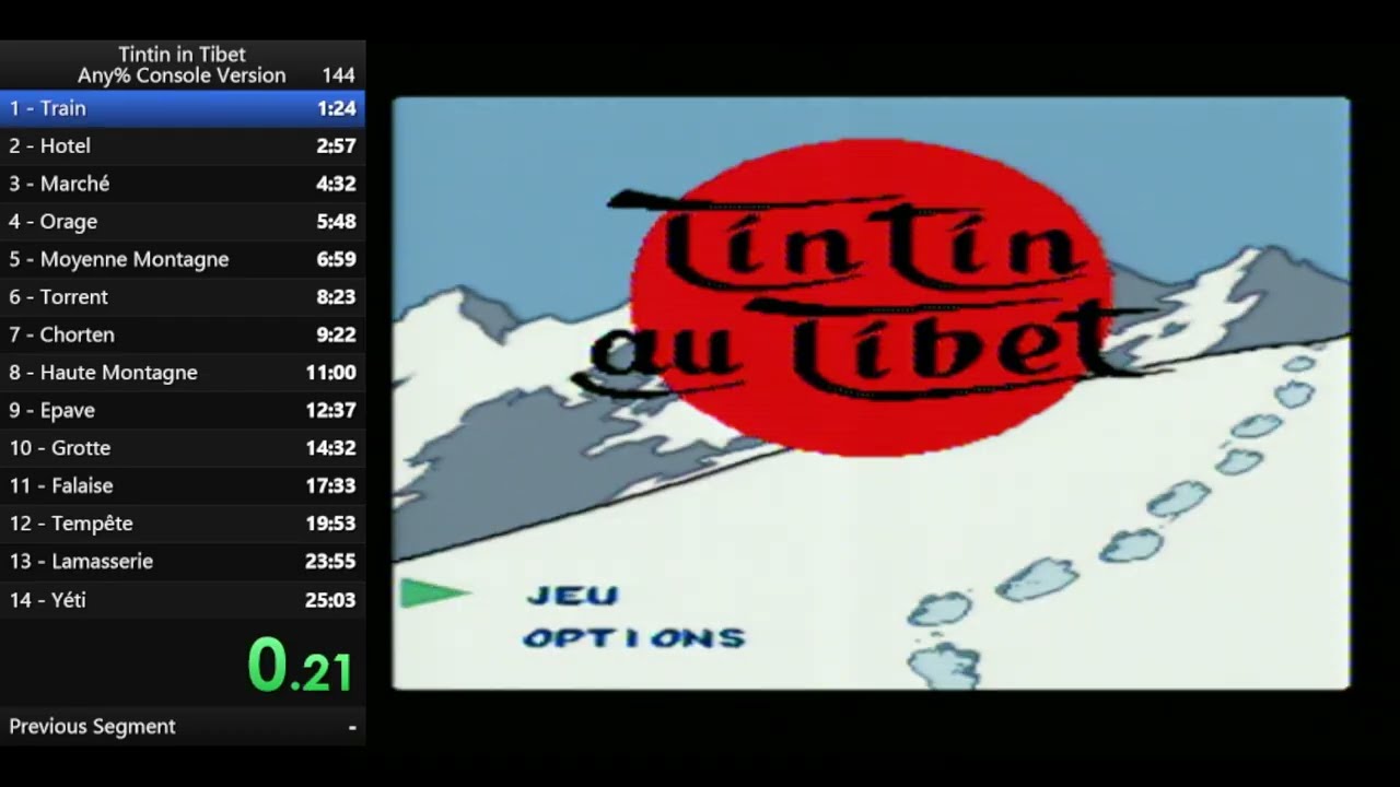 Speed Run Tintin au Tibet - Facile - 24min47 sur console