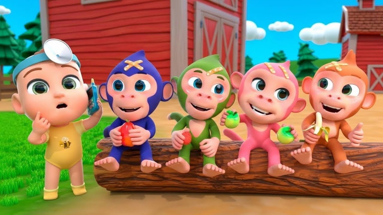 Five Little Monkeys Jumping on the Bed 🐒🛏️ | Fun Nursery Rhyme for Kids
