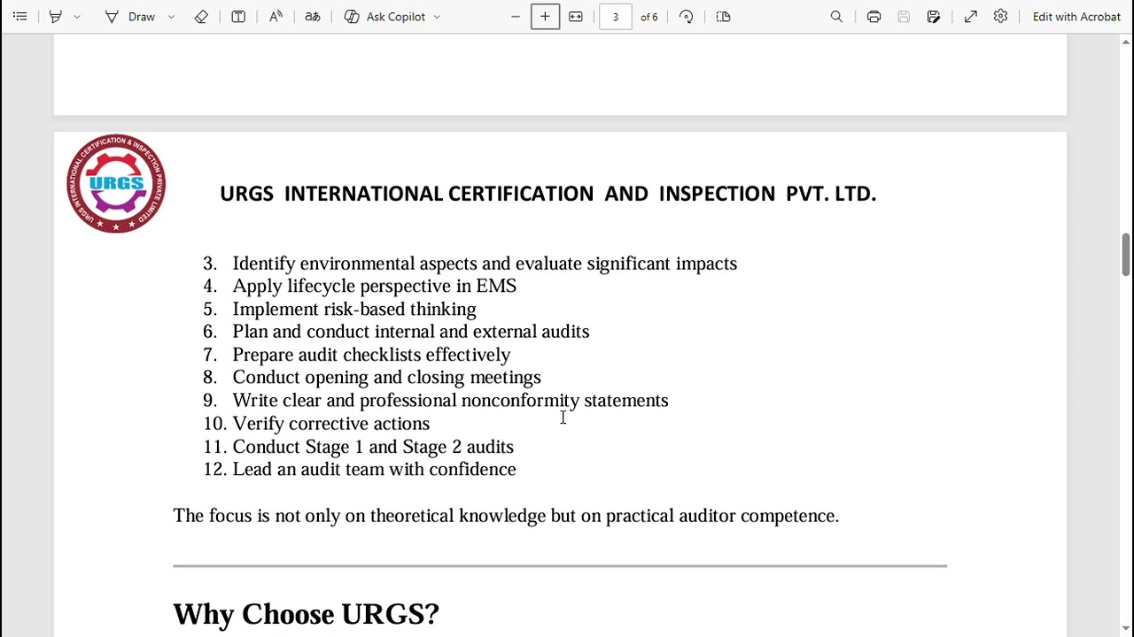 CQI | IRCA UK Accredited ISO 14001:2015 EMS Lead Auditor Course