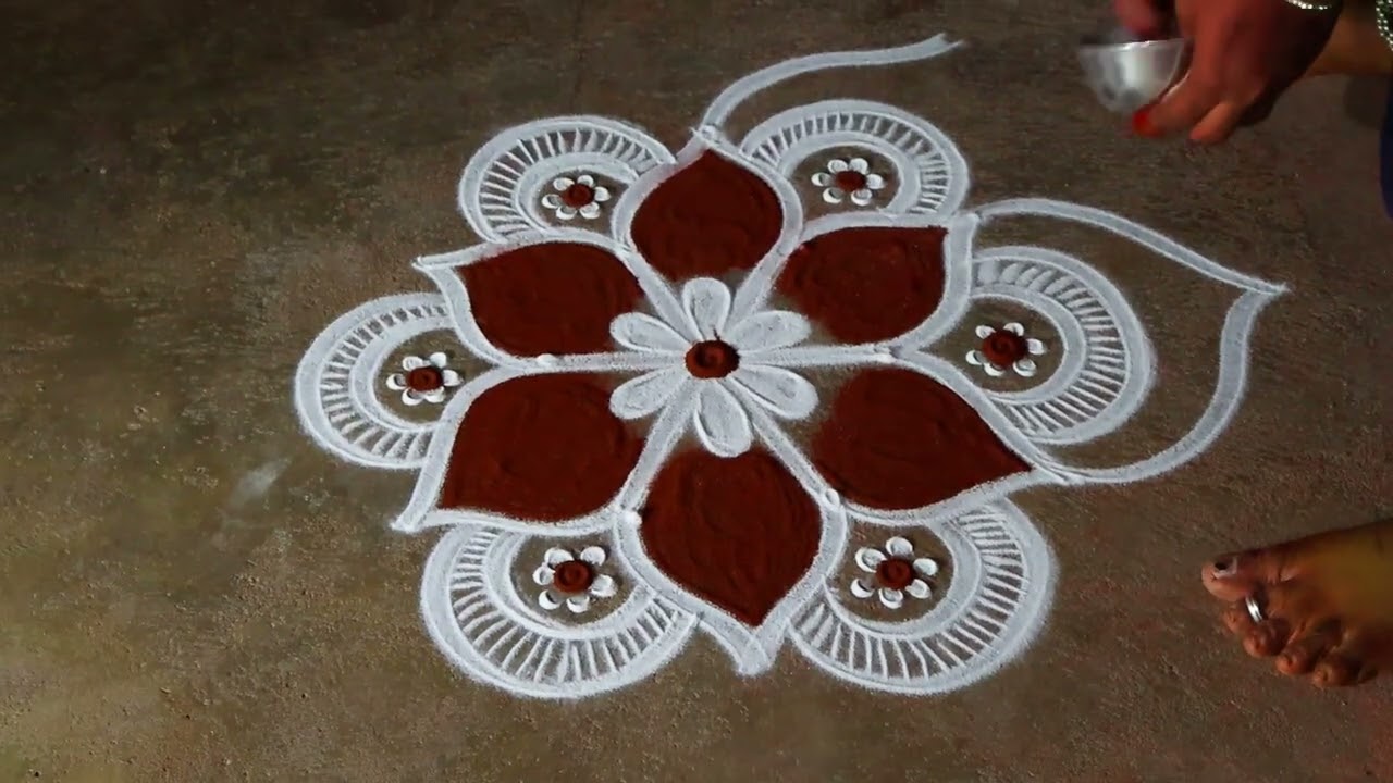 Thai madham 🌻 special flower rangoli kolam🌻3*2 beautiful kolangal 🌻pandaga muggulu