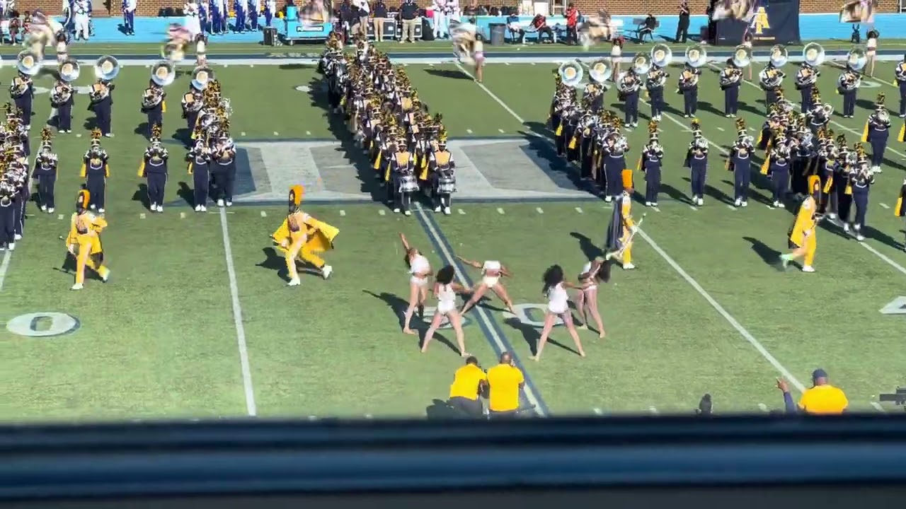 Behind the scenes: NC A&T (Blue & Gold Marching Machine) LIVE at Hampton University Homecoming