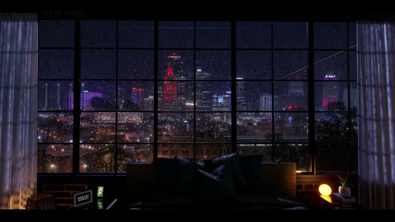 Jazz Relaxing Kansas City Skyscape Ambience Jazz Music and Rain Fall Asleep