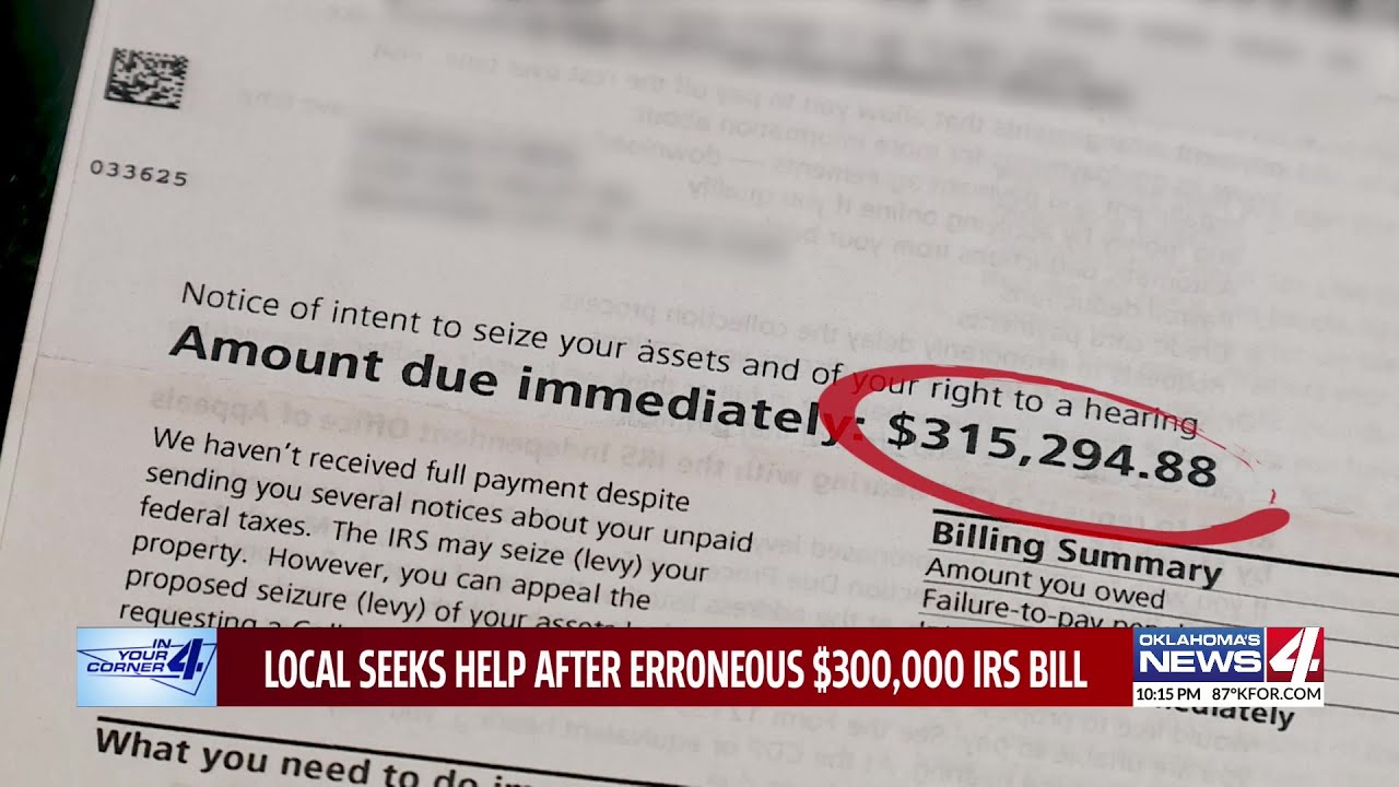 IRS mistake leaves Oklahoma woman with $300,000 bill