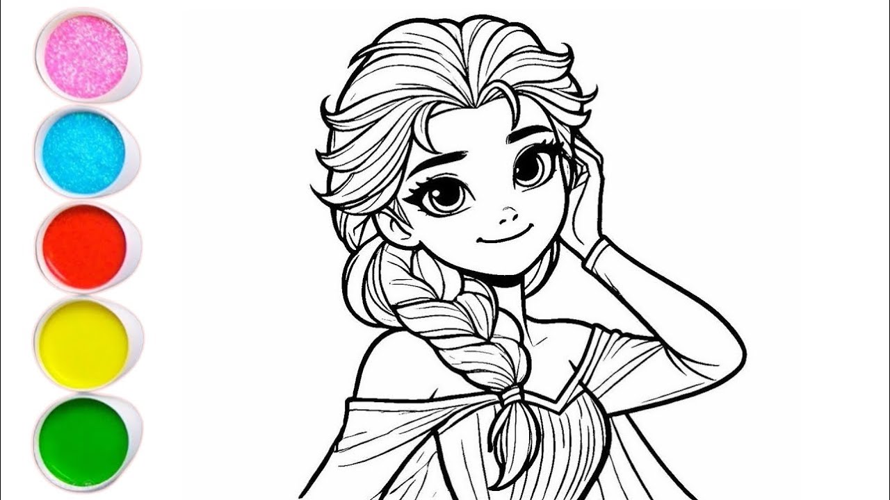 Cute Elsa Frozen Drawing for kids, Painting & Coloring for kids, Toddlers | Let's Draw Together