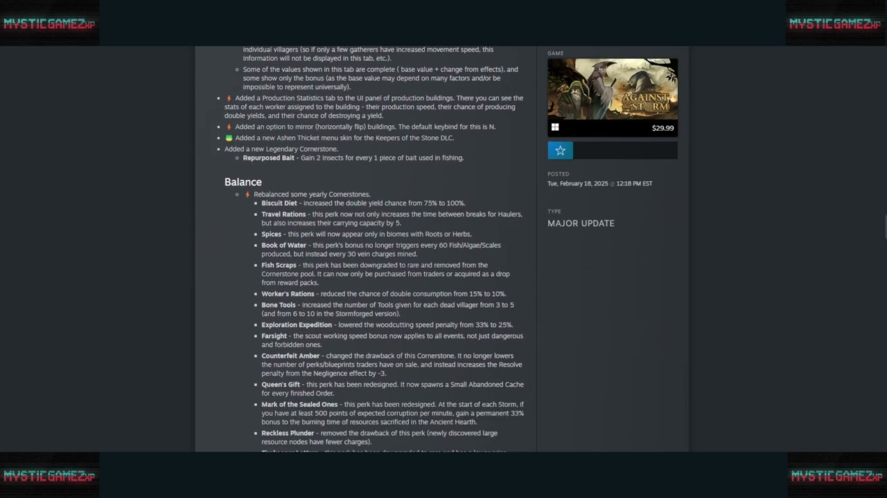 Against the Storm: Patch 1.7 Patch Notes!