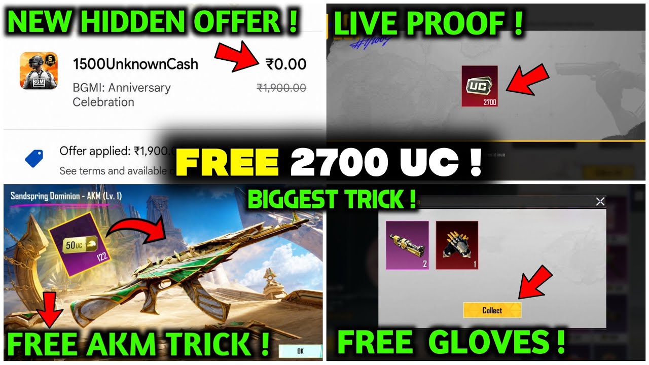 1000% 😱 FREE 2700 UC & FREE UPGRADE AKM SKIN | UC UP Event Trick BGMI | New Ultimate Set Trick BGMI