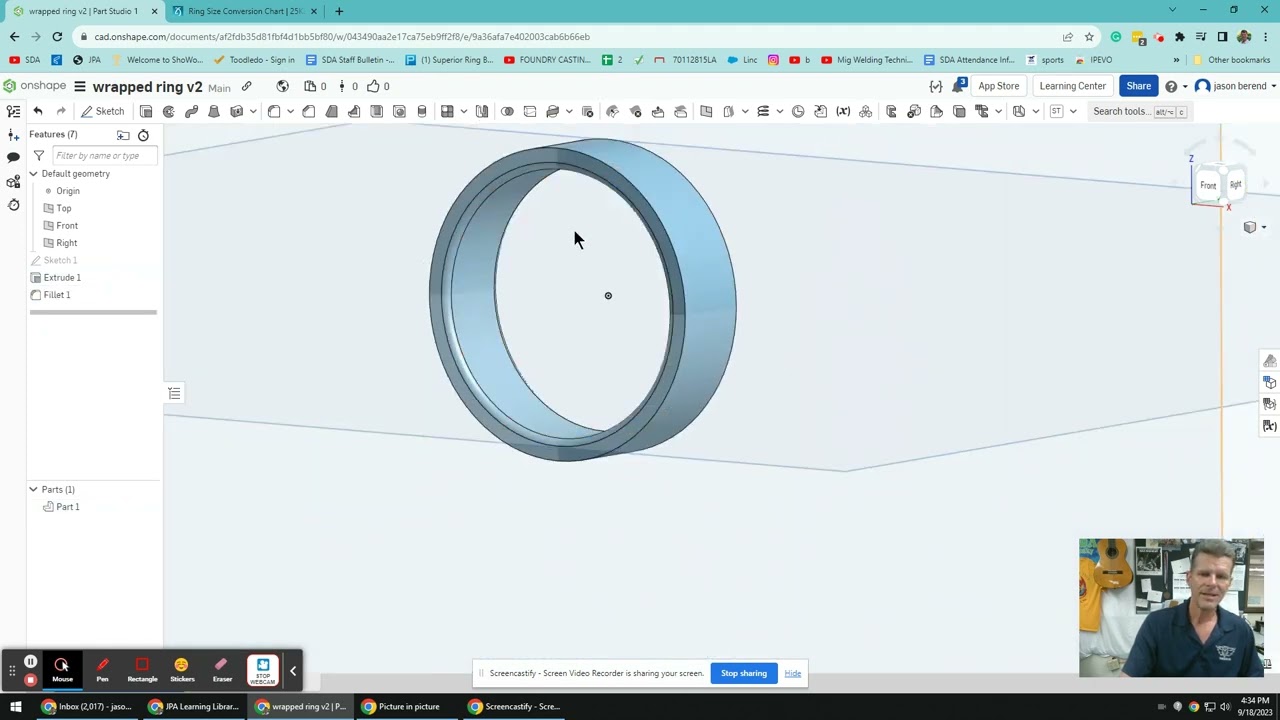 Onshape Ring with text and a design
