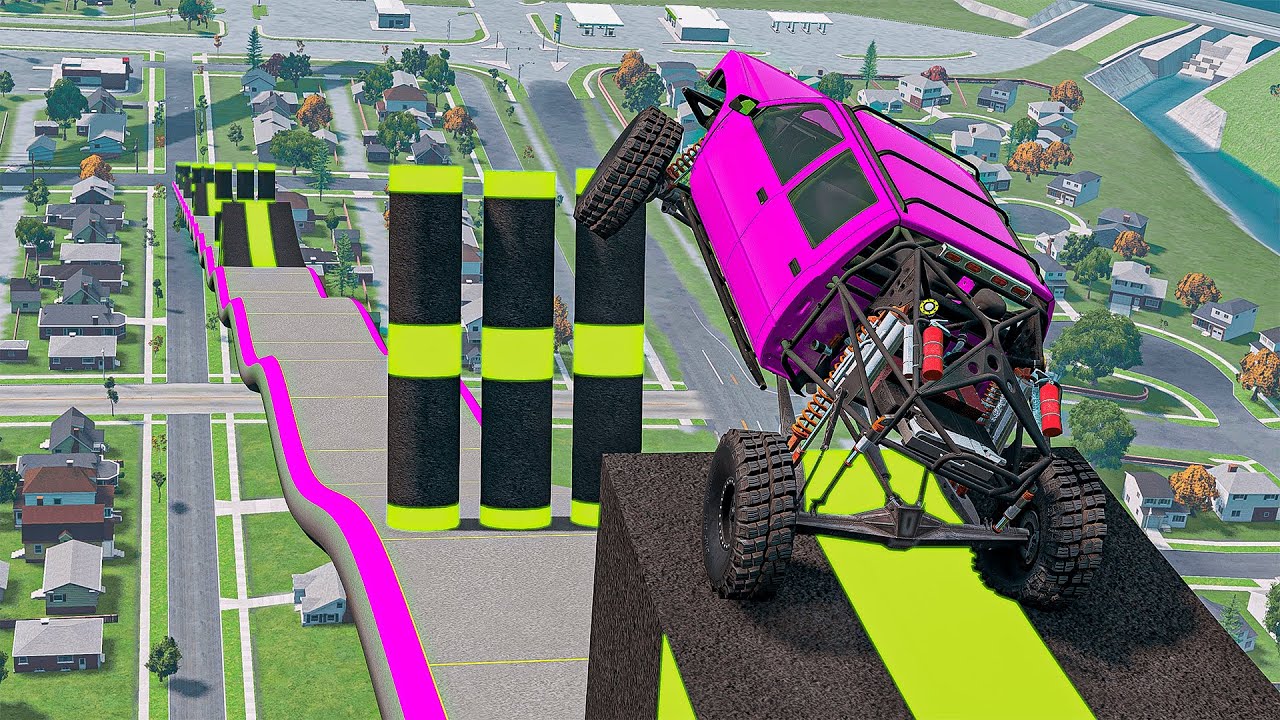 BeamNG.drive - Obstacle Race Car Downhill