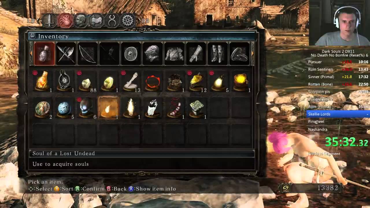 DS 2 SotFS (DX11) - No Death No Bonfire Speedrun  - 01:28:29