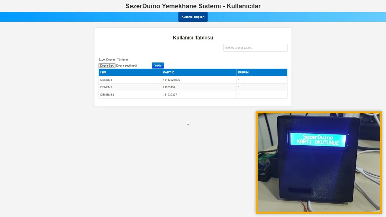 SezerDuino Yemekhane Turnike Ge&ccedil;iş Sistemi