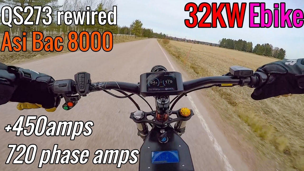 INSANE 32KW EBIKE RIDING || QS273 rewired, Asi bac 8000, 72v and 450amps!!! World's fastest ebike!