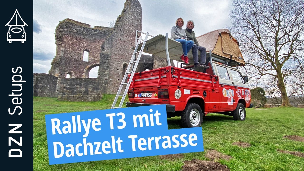 Rallye T3 Syncro mit Dachzelt Terrasse | VW Doka mit DTBD 140S Dachzelt