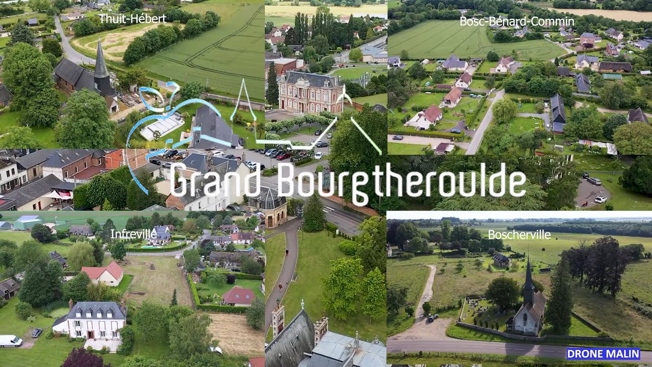 Vidéo aérienne par drone du Grand-Bourgtheroulde dans l'Eure en Normandie