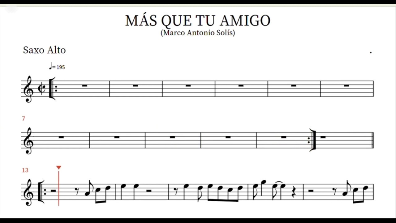 Más que tu amigo - Marco Antonio Solís - (Playback) Partitura para Saxo Alto