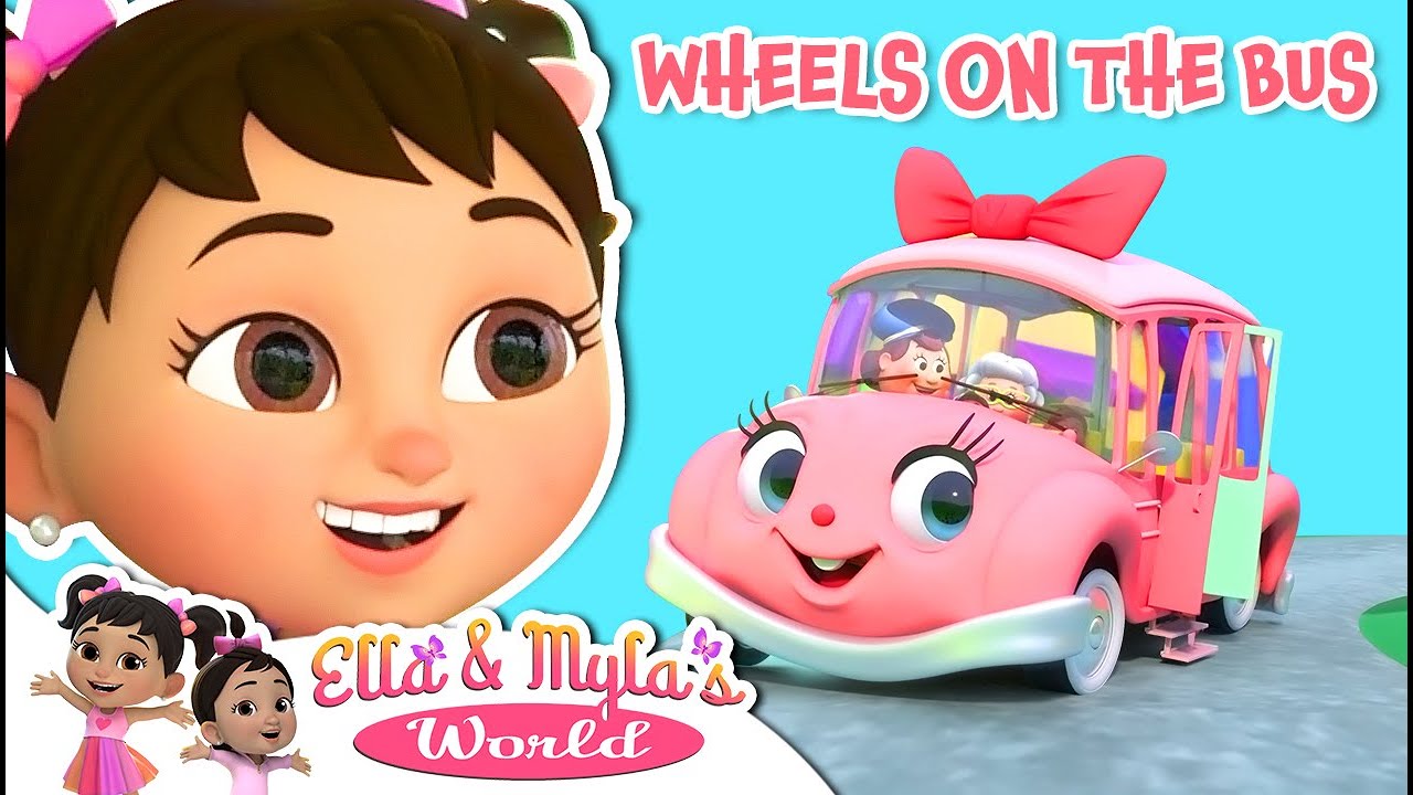 Wheels on The Bus  (NURSERY RHYMES & KIDS SONGS) | Ella & Myla's World