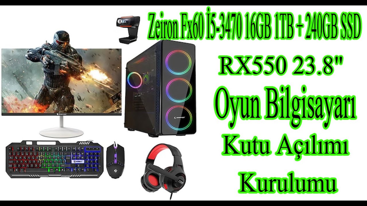 Zeiron Fx60 İ5-3470 16GB 1TB + 240GB SSD RX550 23.8