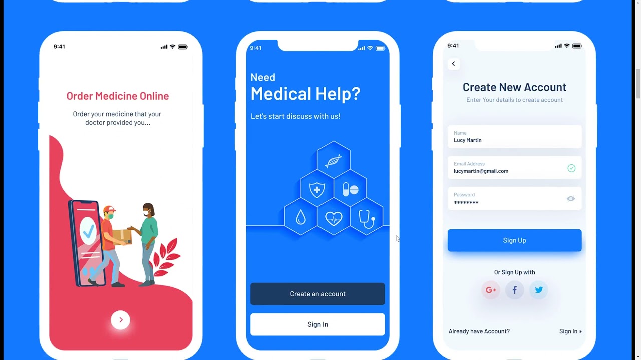 MEDCURE Medical App UI Kit for Photoshop medicine ui kit