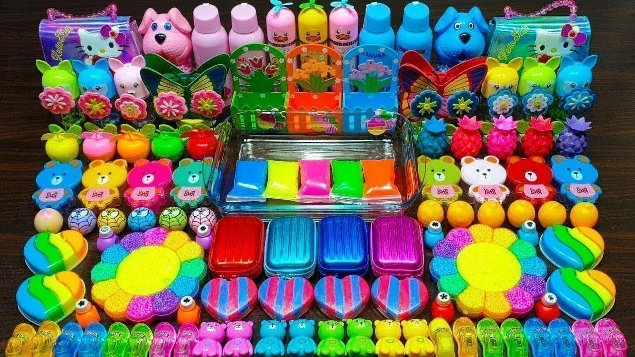 Rainbow foam ! Mixing random things with homemade slime ! Relaxing slime videos !!!