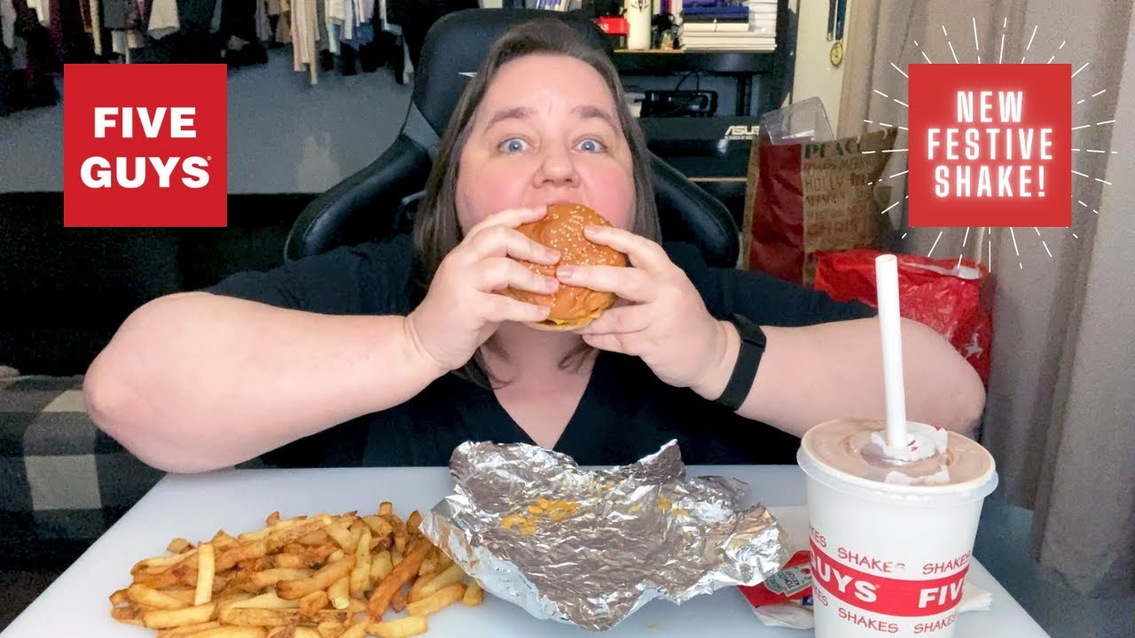 Five Guys MUKBANG | New Festive Shake! | EAT WITH ME