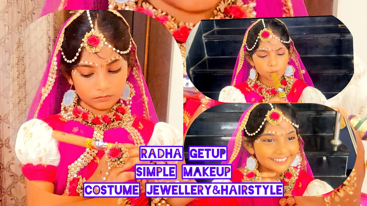 How to get ready Radha /Gopika||RadhaGetup| Simple Makeup for Radha getup for Girls |Radha makeover