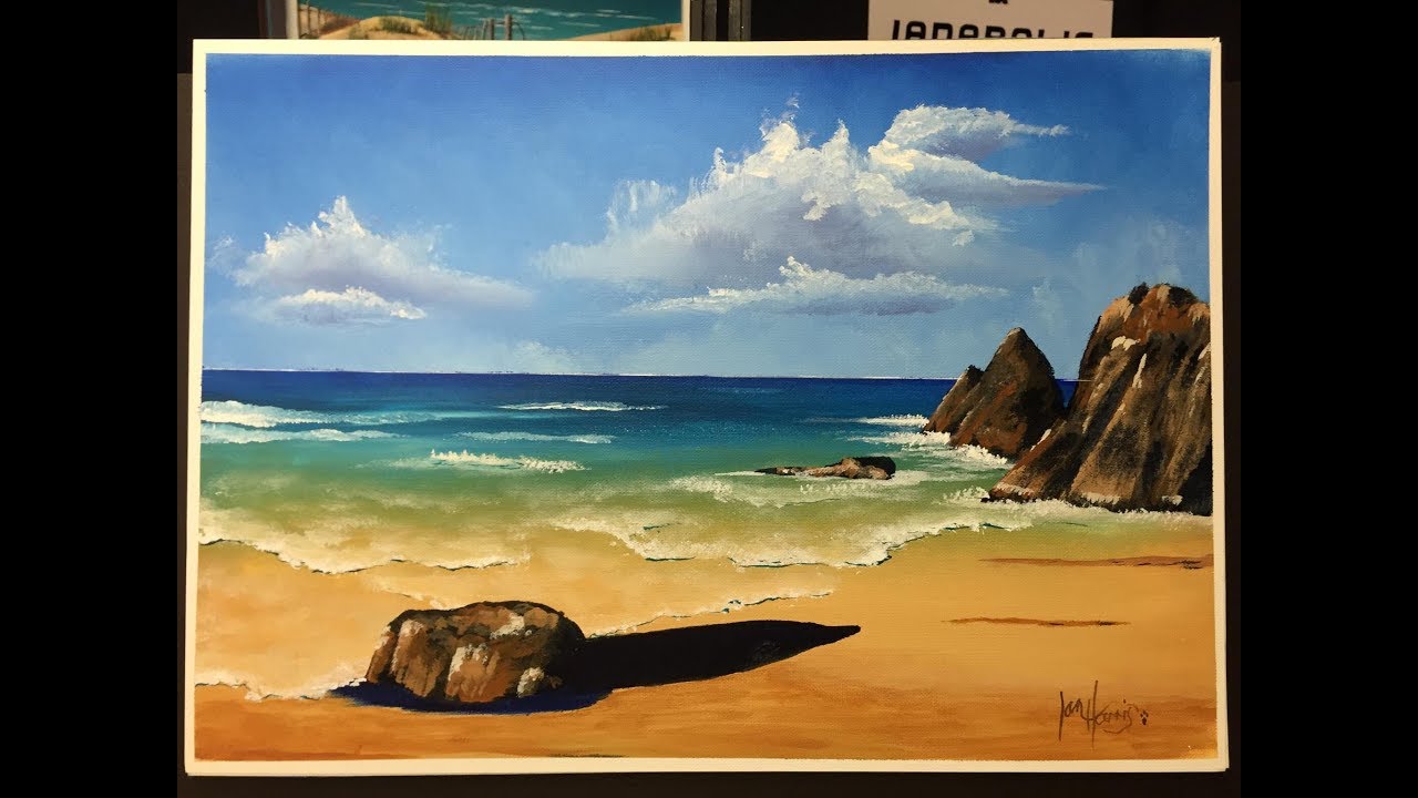 #149. How to paint a rocky beach in acrlic