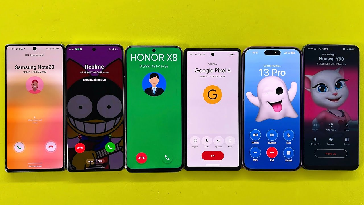 Incoming + Outgoing Call Samsung N20, Realme 12 Pro, Honor 8, Huawei Y90, Pixel 6, iPhone 16 Plus