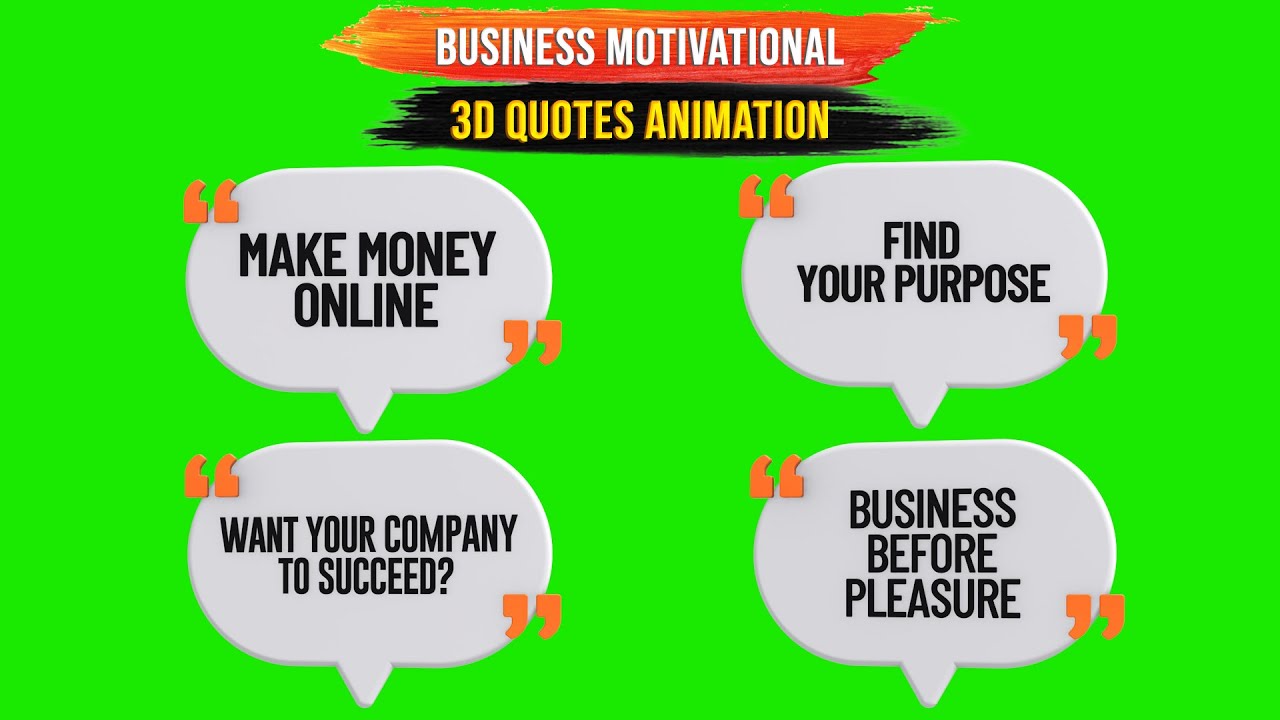 Powerful Business Quotes 3d Animation Green Screen | Copyright Free | Inspiration for Entrepreneurs